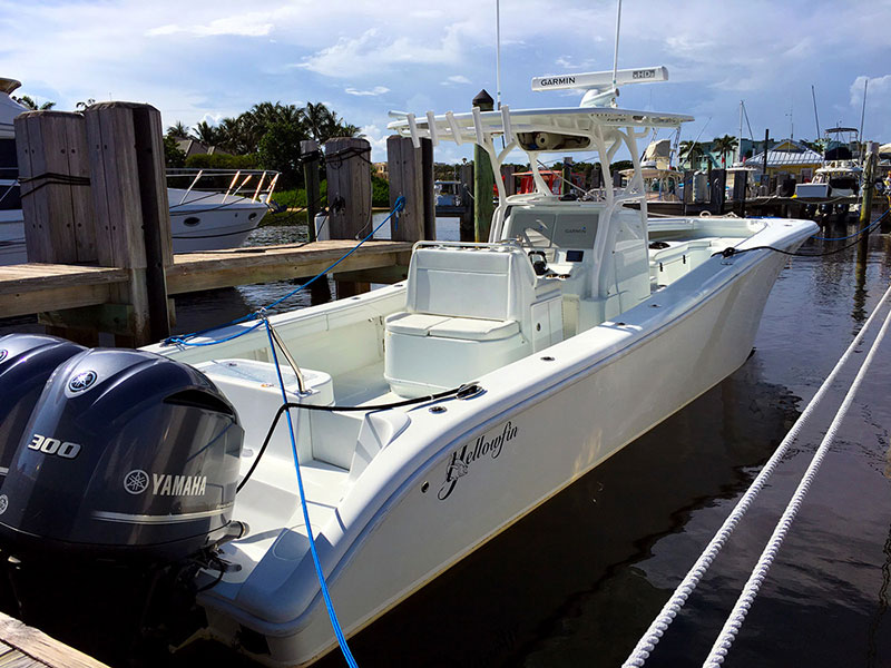 Custom boat T-Top of Yellowfin Center Console